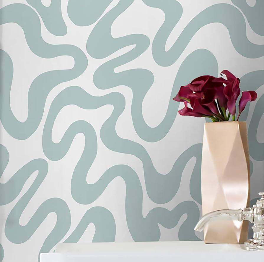 Gleom Peel and Stick Wallpaper Green and White Wallpaper Line Contact Paper Modern DIY Wallpaper ... | Amazon (US)