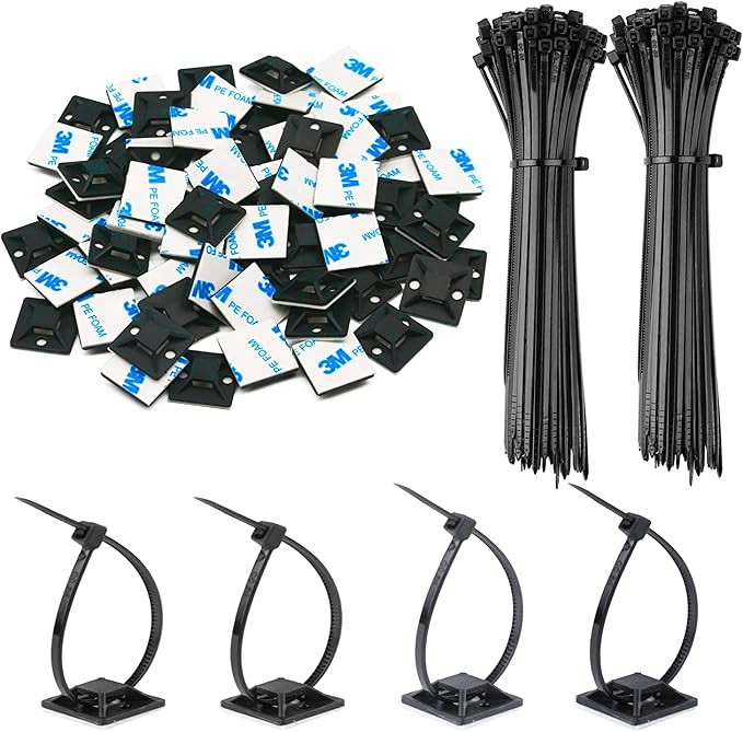 140 Pack Zip Tie Adhesive Mounts Self Adhesive 3M Cable Tie Base Holders with Multi-Purpose Tie w... | Amazon (US)