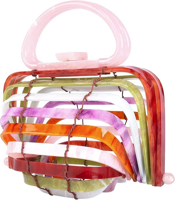 sorozien Womens Acrylic Clutch Folding Tote Bag Handmade Beach Handbag | Amazon (US)