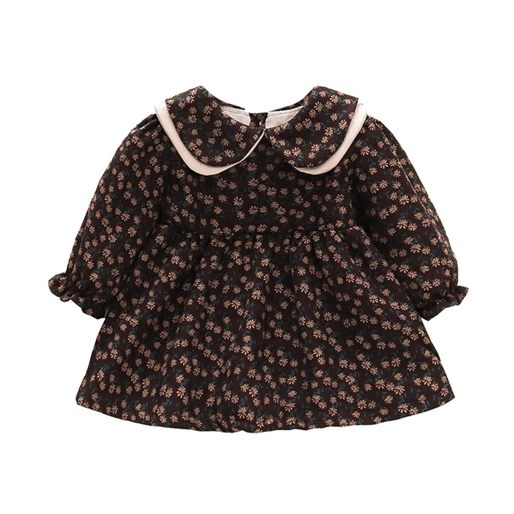 Kids Toddler Infant Baby Girls Long Ruffled Sleeve Patchwork Floral Princess Dress Outfits Long S... | Amazon (US)