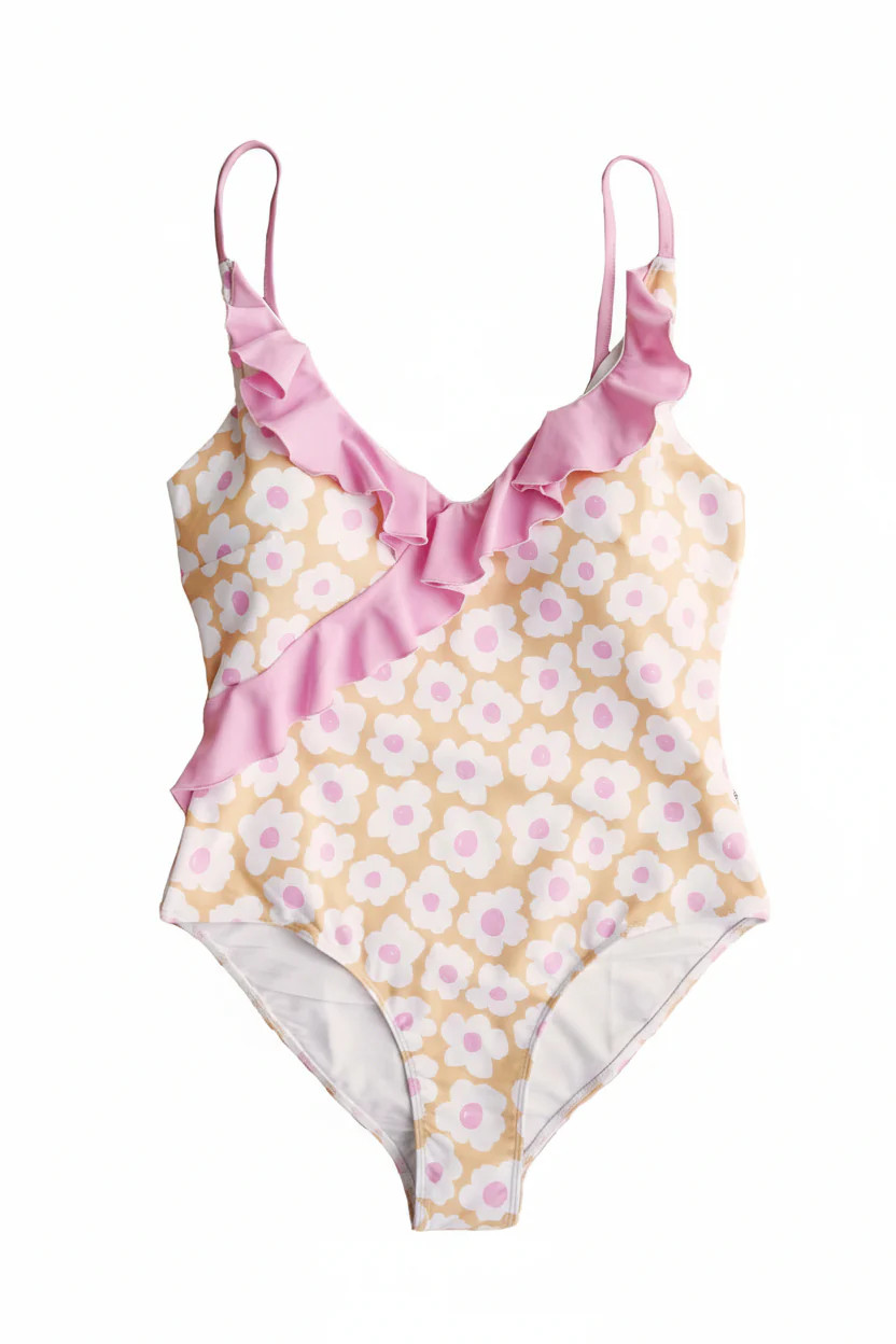 Women's Ruffled One-Piece Swimsuit | Sunshine Daisy | Caden Lane