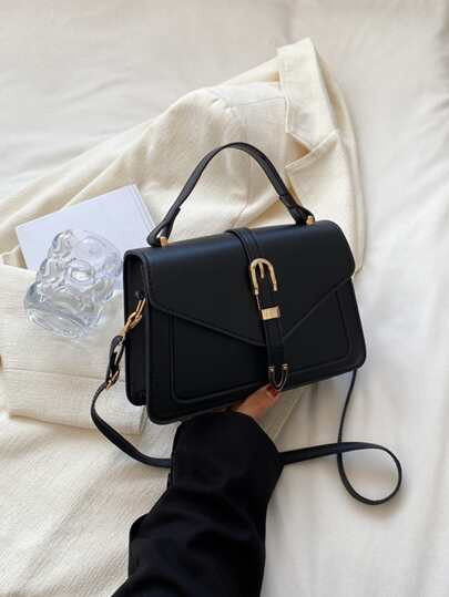 Borsa quadrata con patta decorata con fibbia Borsa a tracolla con patta a busta alla moda, Borsa ... | SHEIN