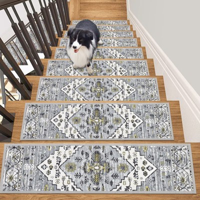 HEBE Carpet Stair Treads Indoor 15 Pack 30"x8" Non Slip Self Adhesive Stairway Carpet Runner Light Gray | Target