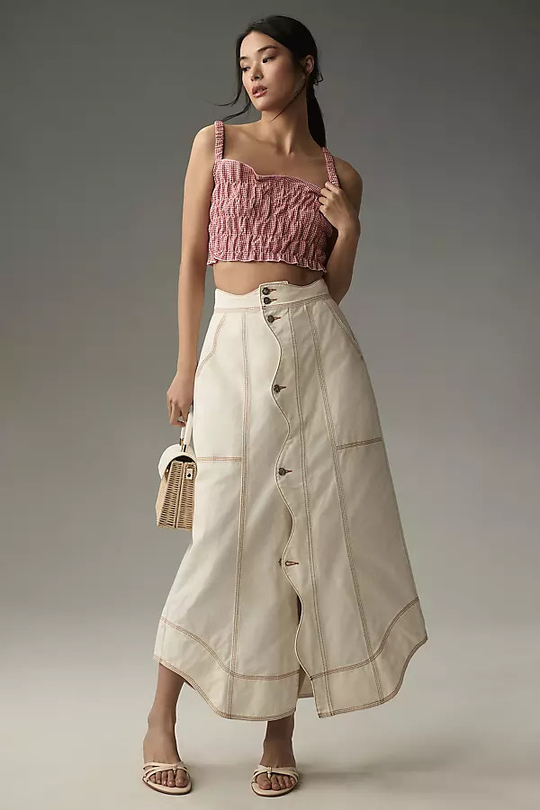 Farm Rio Denim Wave Maxi Skirt | Anthropologie (US)