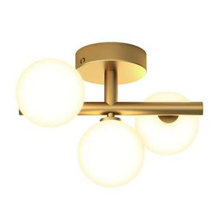 Artika Bloom 13 in. 3-Light Gold Modern LED Flush Mount Ceiling Light for Hallway and Bedroom with F | The Home Depot
