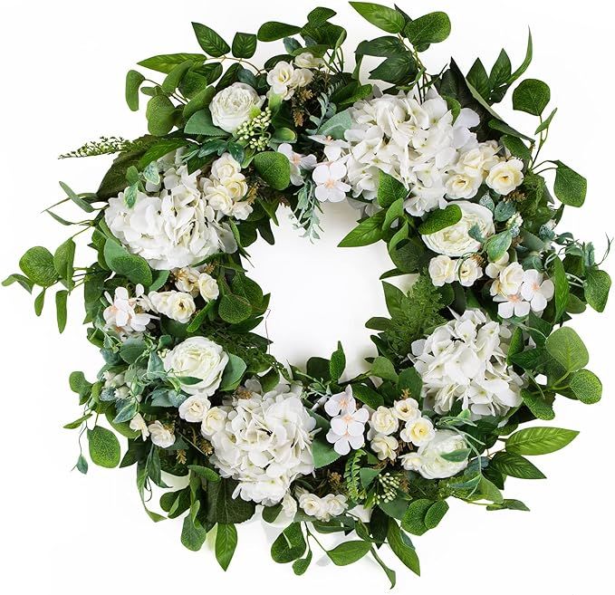 Spring Wreaths, 24 Inch Spring Wreaths for Front Door Eucalyptus Wreath,Door Wreath Spring Decora... | Amazon (US)