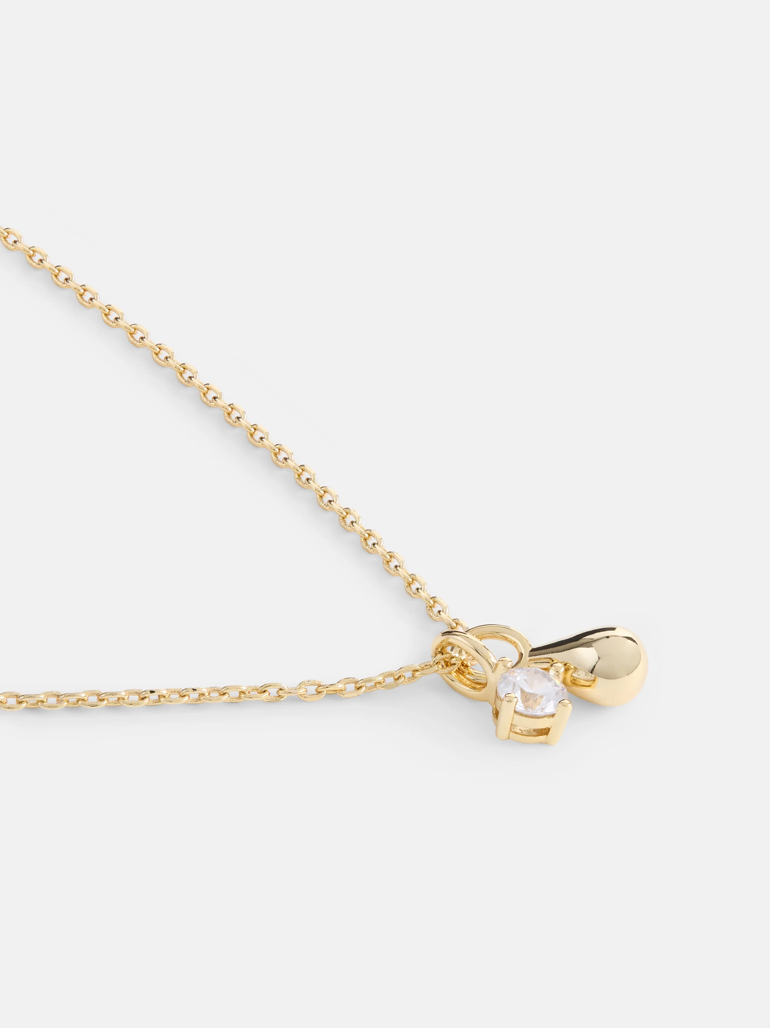 Free Assembly Women's 14k Gold Plated Cubic Zirconia Charm Necklace, 16" + 2" Extender | Walmart (US)