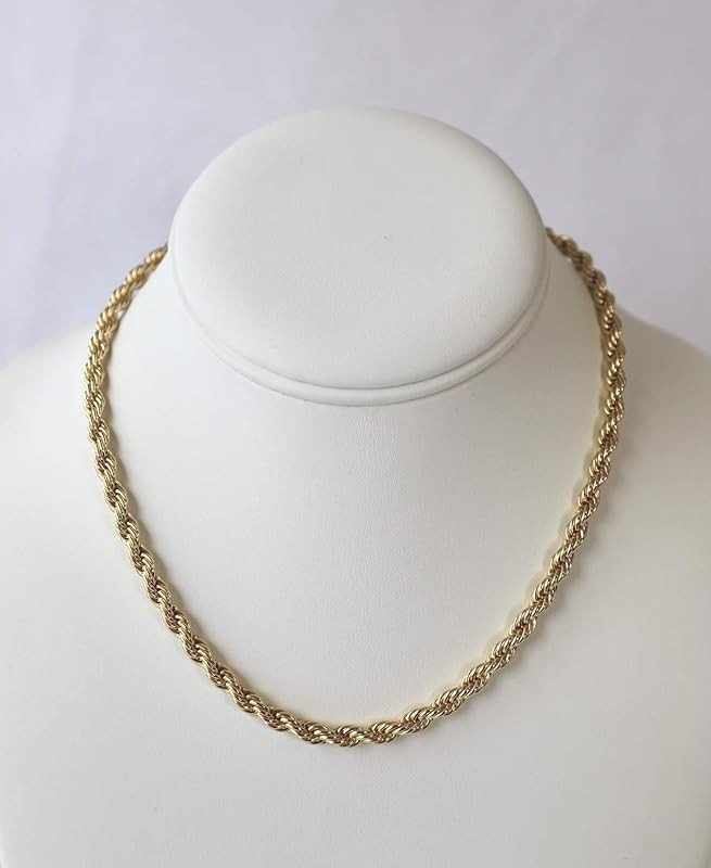Rope Chain18kt Gold Filled 5m Waterproof High Quality Non Tarnish Necklace Choker 15-17" | Amazon (US)
