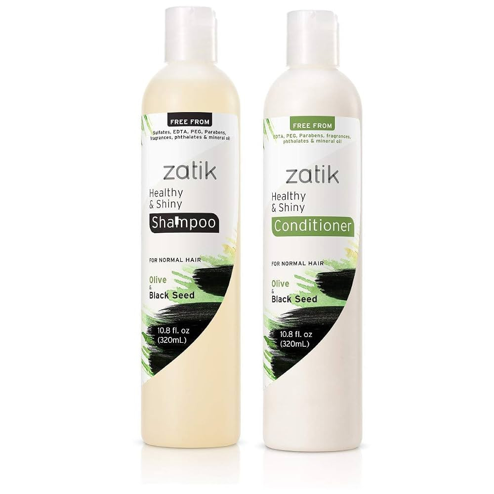 Zatik Naturals - Healthy & Shiny Shampoo and Conditioner set, with Olive and Black Seed, Volumini... | Amazon (US)