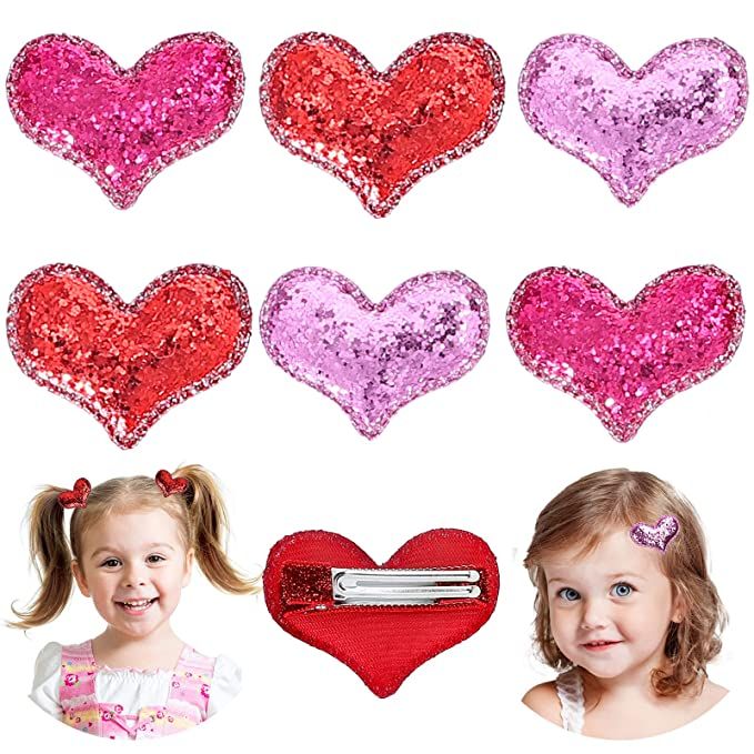 Whaline 12Pcs Valentine's Day Heart Hair Clips Glitter Heart Hair Barrettes Red Rose Red Pink All... | Amazon (US)