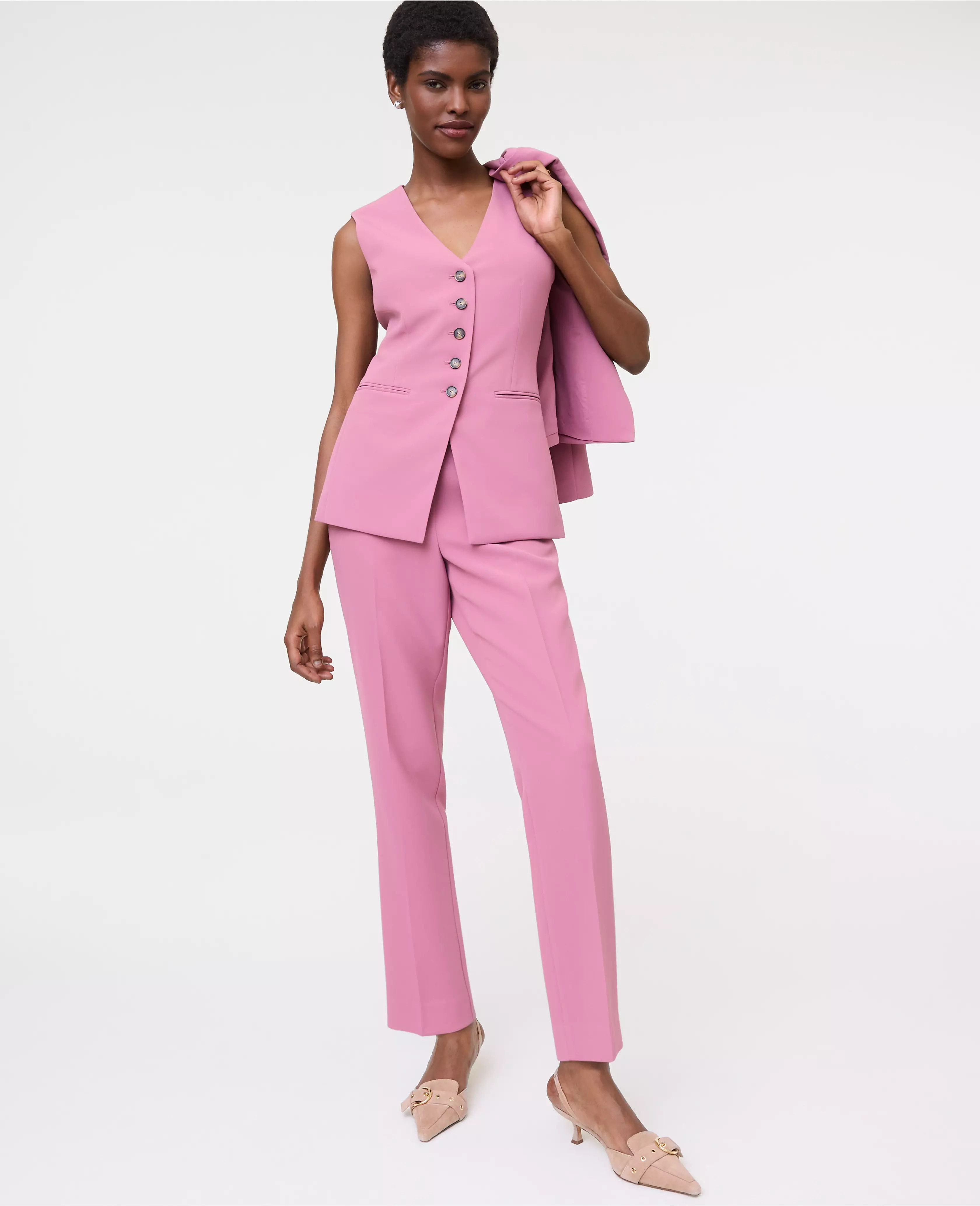 The Petite Cutaway Vest in Fluid Crepe | Ann Taylor