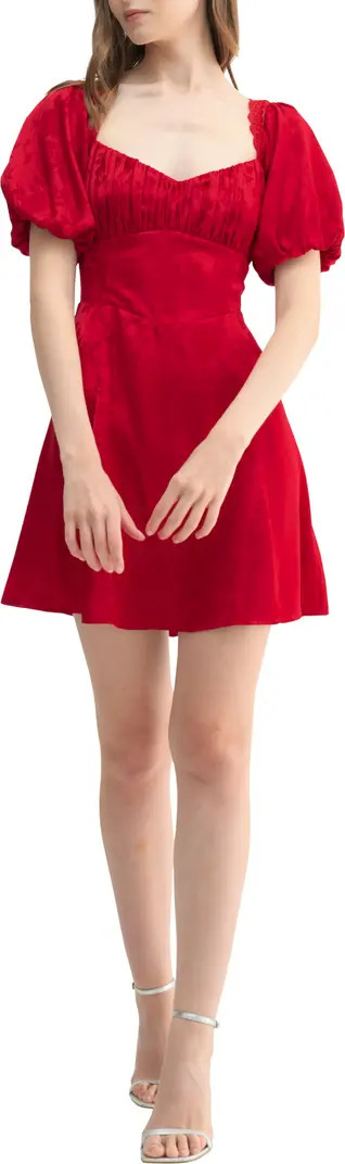 All in Favor Floral Jacquard Puff Sleeve Minidress | Nordstrom | Nordstrom