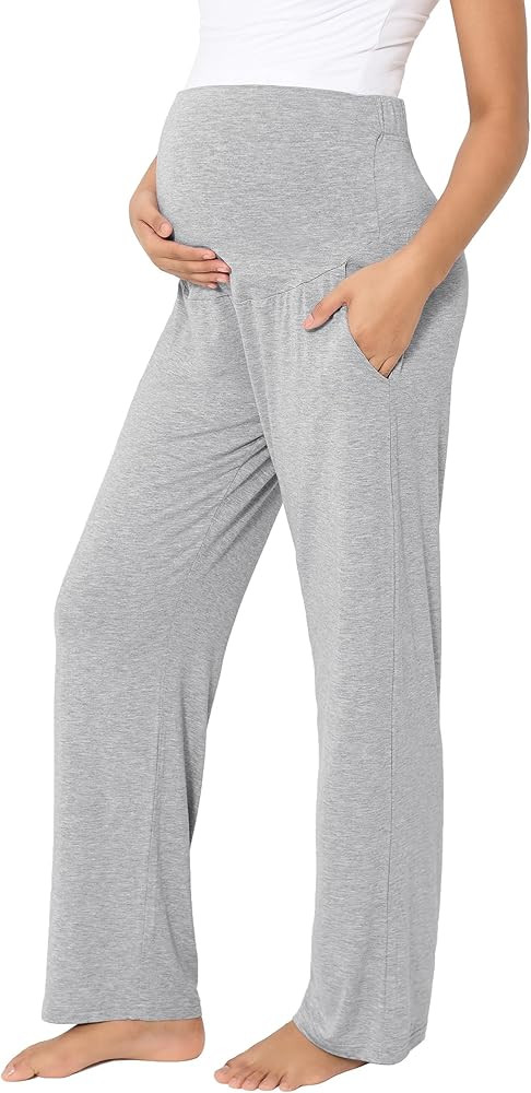 Maternity Pajama Pants Viscose from Bamboo Pregnancy Lounge Pants Soft Comfy Loose Stretchy Trous... | Amazon (US)
