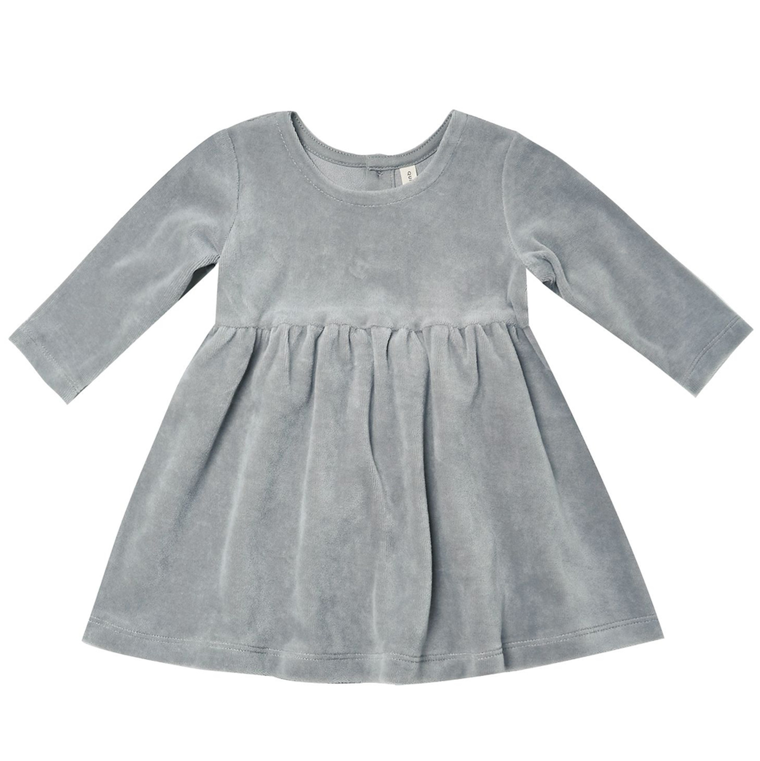 Velour Long Sleeve Dress, Dusty Blue | SpearmintLOVE