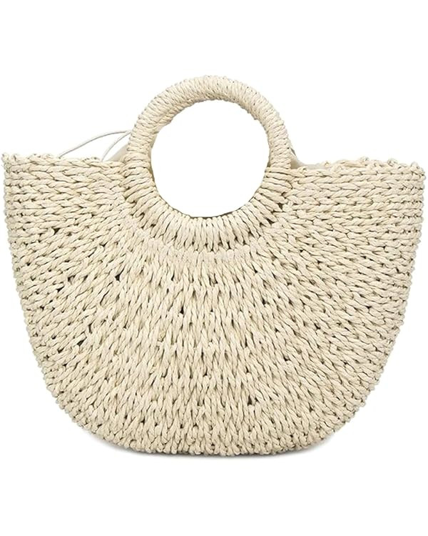 Straw Bag Womens Handbag Handwoven Large Straw Beach Tote Bag Vacation Summer Beach bag Straw Pur... | Amazon (US)