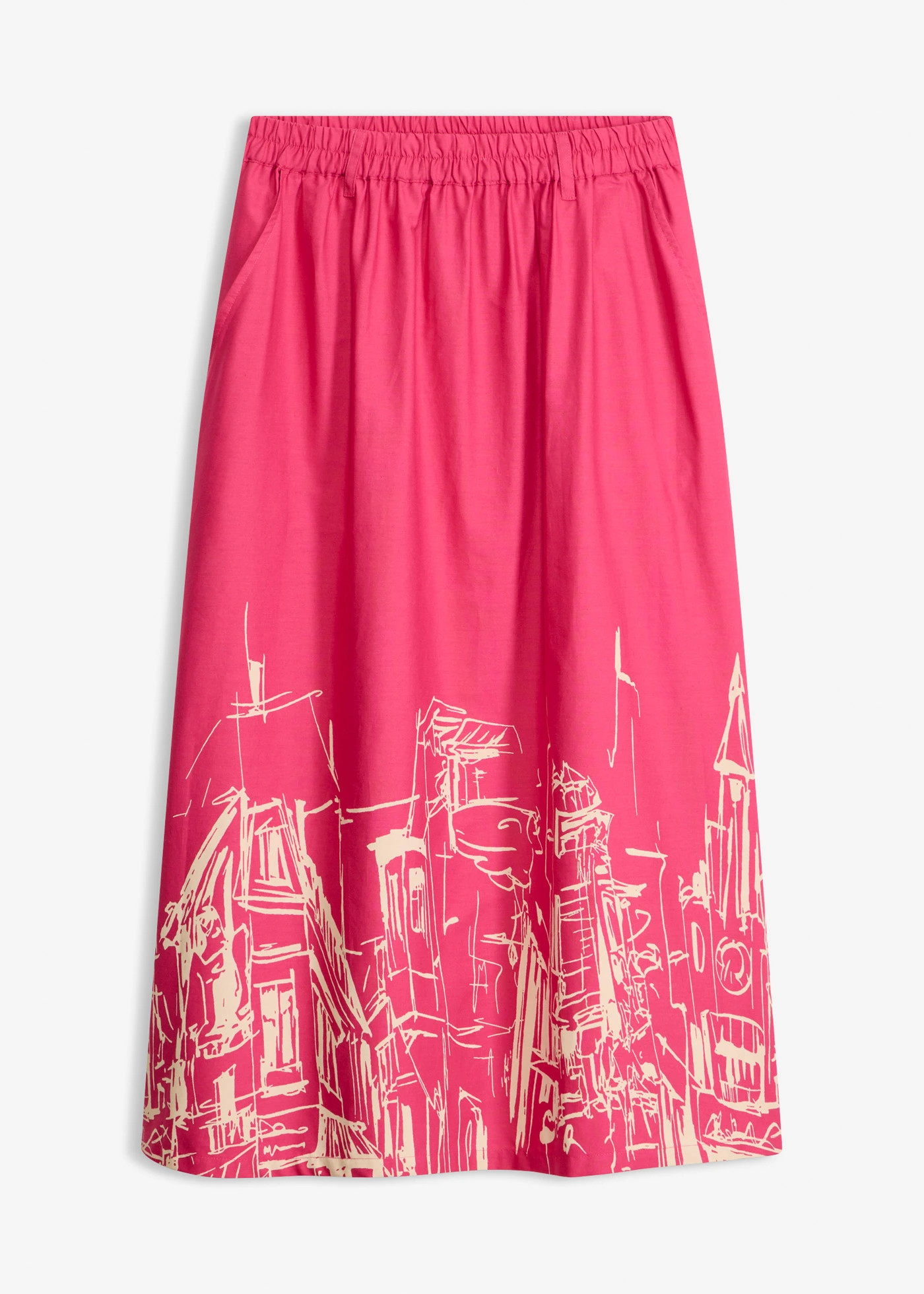Midirok van puur biologisch katoen pinklady/kiezelgrijs grafische print | Bonprix NL (Influencer)