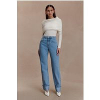Kirralee Straight Leg Cuffed Jeans / Classic Blue | MESHKI | 10 | MESHKI US
