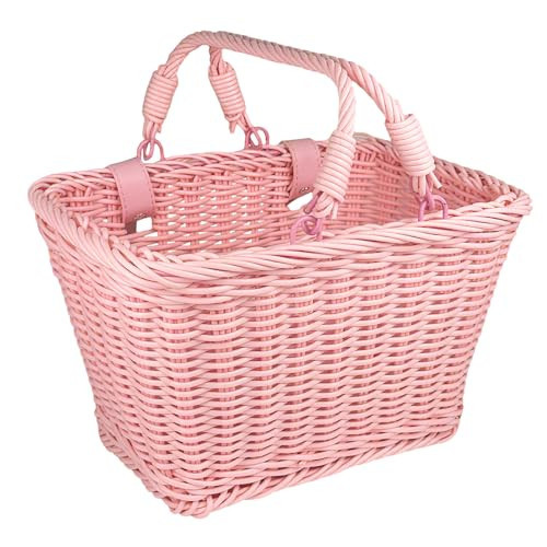 Wicker Small Picnic Basket for Kids, Pink Woven Rattan Basket with Handles Pink Garden Harvest Hamper Basket Empty for Storage Toy Flower Wedding | Amazon (US)
