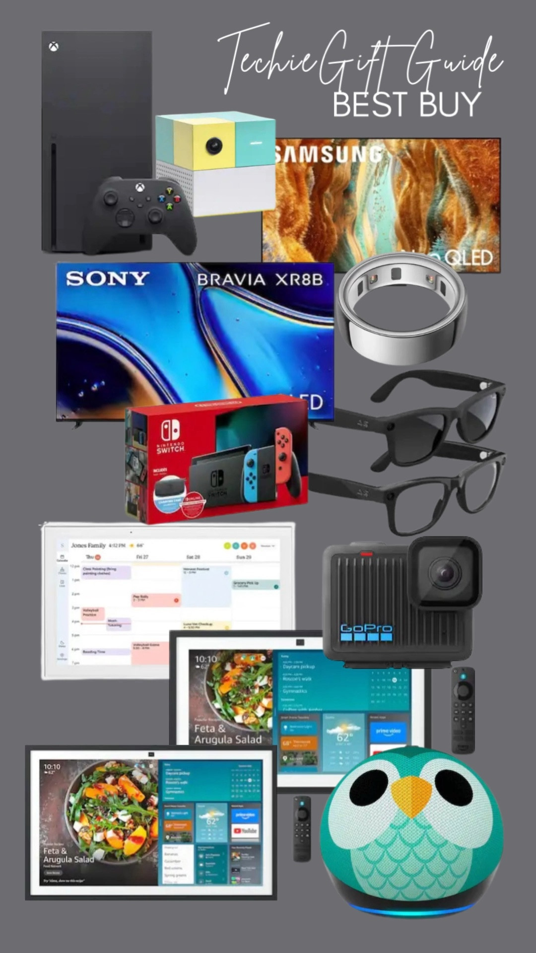 Looking for the perfect gift for the tech lover in your life? Look no further! I’ve curated the BEST tech buys for this holiday season, featuring everything from innovative gaming to must-have smart home devices. Get ready to impress the gamer, movie buff, and smart-home fanatic on your list!

✨ Featured Tech Highlights:

• Gaming & Fun: Xbox Series X, Nintendo Switch OLED, and the exciting new Nex Playground interactive system!

• Home Entertainment: Stunning TVs like the Sony BRAVIA XR8B OLED and Samsung Neo QLED.

• Smart Accessories & Home: The revolutionary Oura Ring, stylish Ray-Ban Smart Glasses, a rugged GoPro video camera, and helpful home organizers like the Amazon Echo Show and Skylight digital calendar. Plus, the fun Echo Dot Kids Edition!

👉 Shop all the links now! @bestbuy

#TechGiftGuide #HolidayGifts #NexPlayground #RayBanSmartGlasses #Gaming #SmartHome #Electronics #EchoShow #GoPro #12daysofLTK

#LTKGiftGuide #LTKSaleAlert