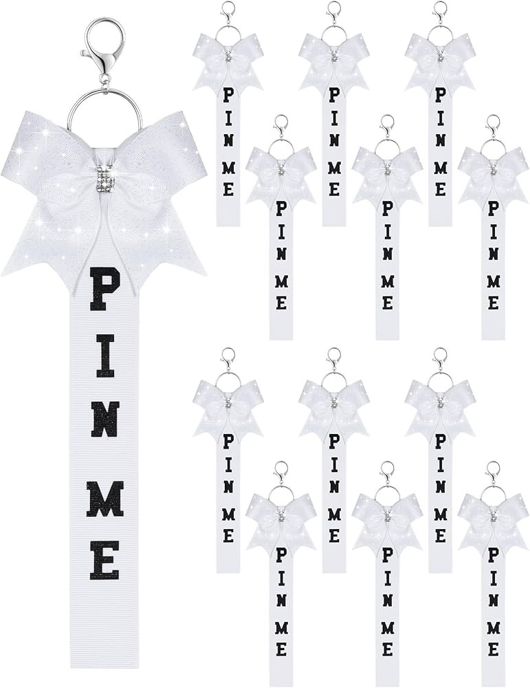 Landical Cheer Pin Me Ribbon Cheerleader Ribbon Keychain with Rhinestones Bow for Cheerleader Bag... | Amazon (US)