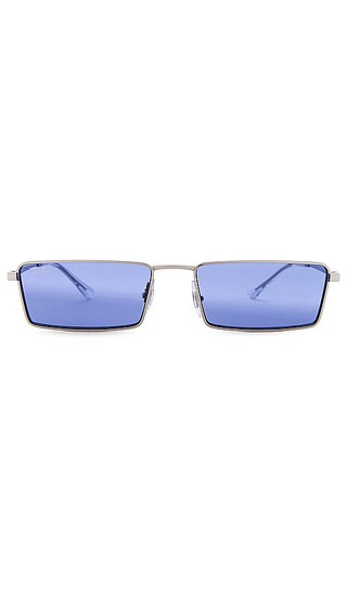Emy Sunglasses in Silver & Blue | Revolve Clothing (Global)