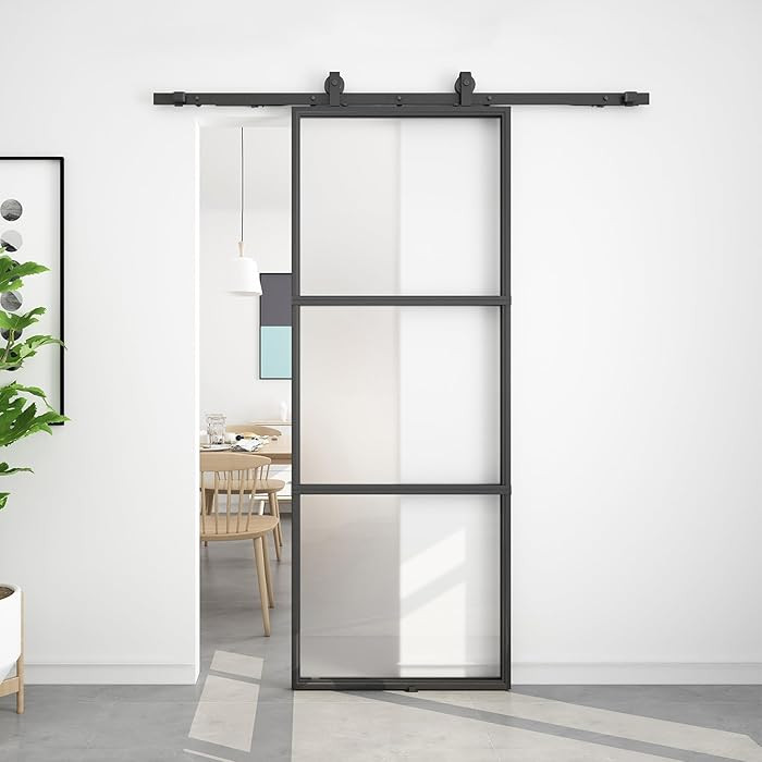 BARNSMITH 36in x 96in Frosted Glass Barn Door and 6FT Hardware kit Included, Soft Close Mechanism... | Amazon (US)
