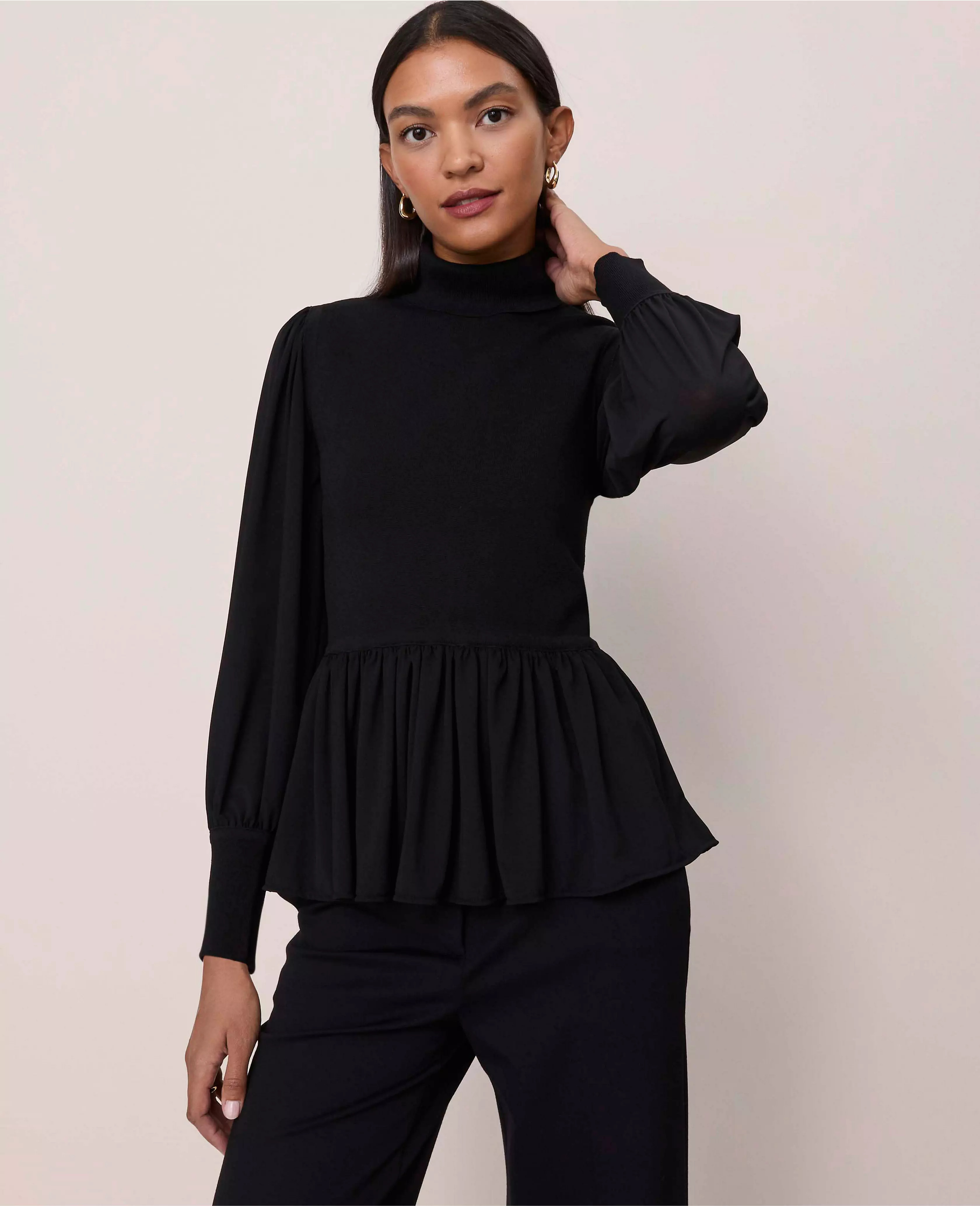 Mixed Media Turtleneck Sweater | Ann Taylor