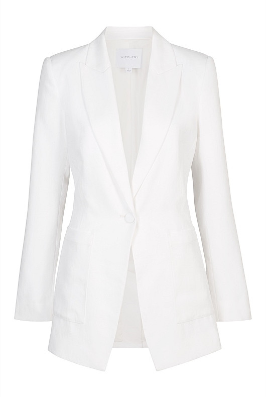 Linen Blend Single-Breasted Blazer | Witchery (AU)