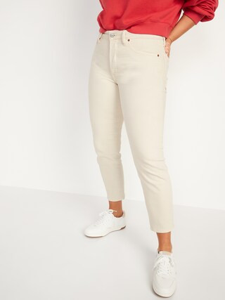 High-Waisted Button-Fly O.G. Straight White Ankle Jeans for Women | Old Navy (US)