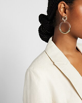 Resin Metal Double Circle Drop Earrings | Express