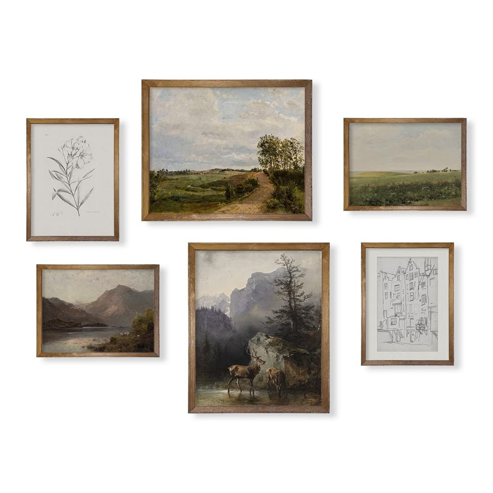 Vintage Farmhouse Wall Decor - Nature Deer Flower Neutral Wall Art for Boho French Country Kitche... | Amazon (US)