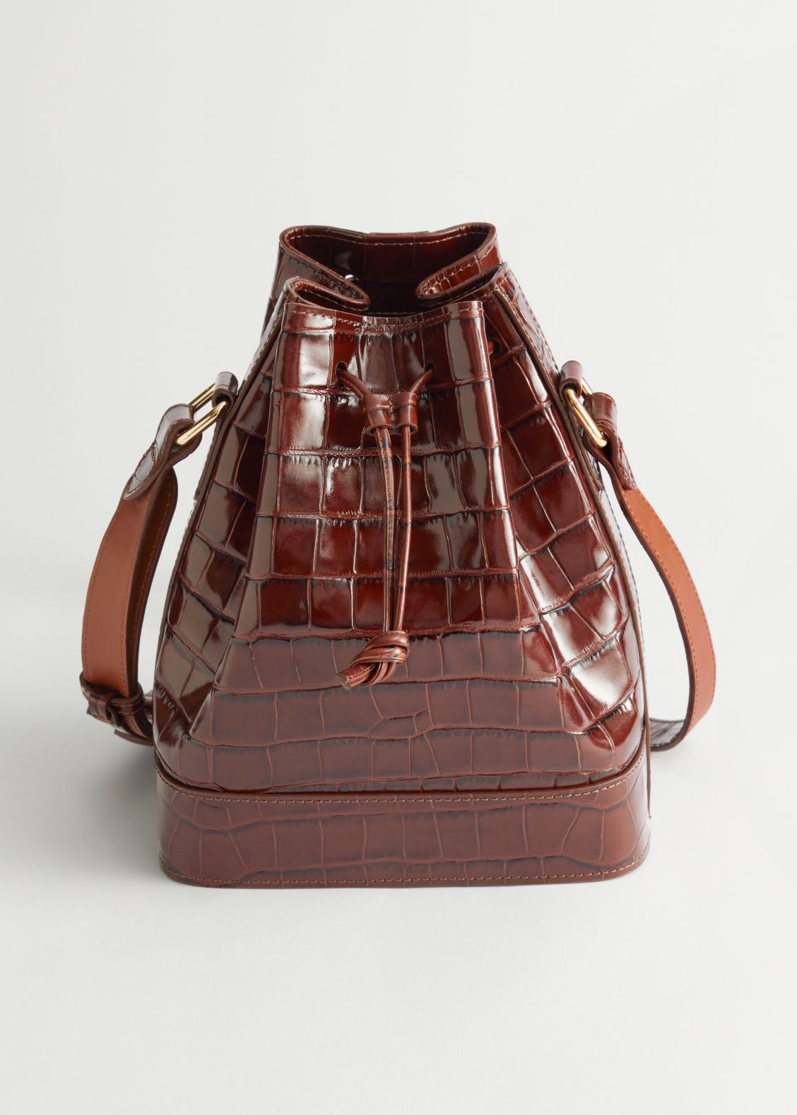 Topstitched Leather Bucket Bag - Brown | & Other Stories (EU + UK)