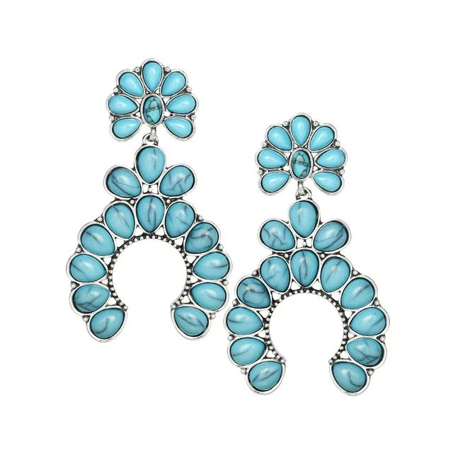 Jessica Simpson Fashion Metal Faux Turquoise Stone Drop Earring | Walmart (US)
