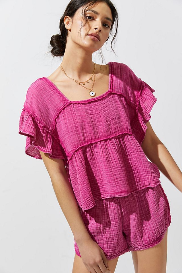 Daily Practice by Anthropologie Gauzy Ruffled Top | Anthropologie (US)