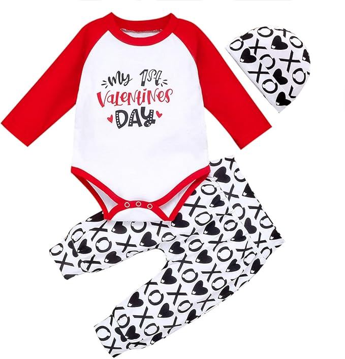 Newborn Toddler Baby Boys Mama's Boy Letter Printed Romper Bodysuit Tops Long Pants Hat Set | Amazon (US)