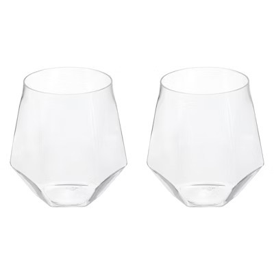 Unique Bargains PET Diamond Shape Stemless Lightweight Wine Glasses 2 Pcs | Target