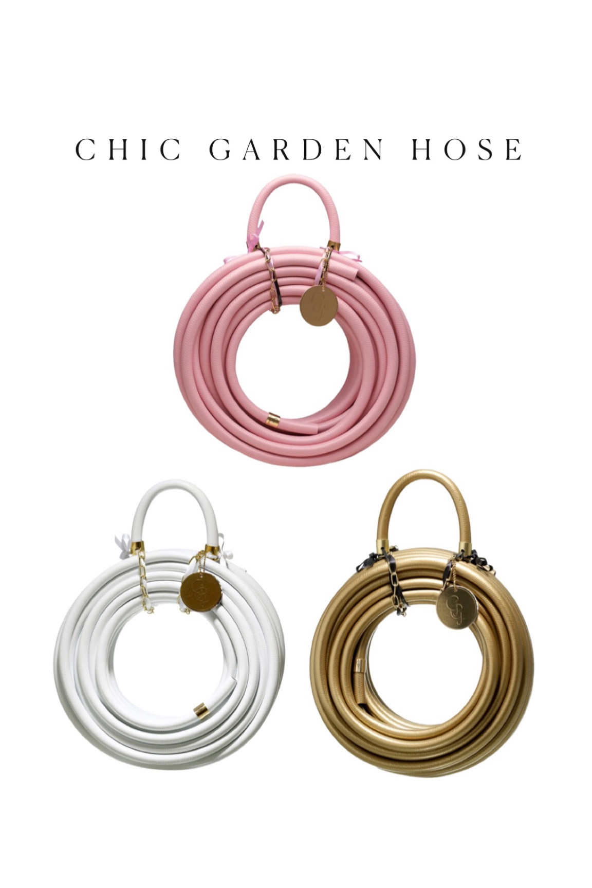 Chic gardening tools, stylish gardening accessories, pink garden hose pink watering hose gold hose white and gold garden accessories patio glam garden backyard front porch garden gear 

#LTKunder50 #LTKsalealert #LTKhome