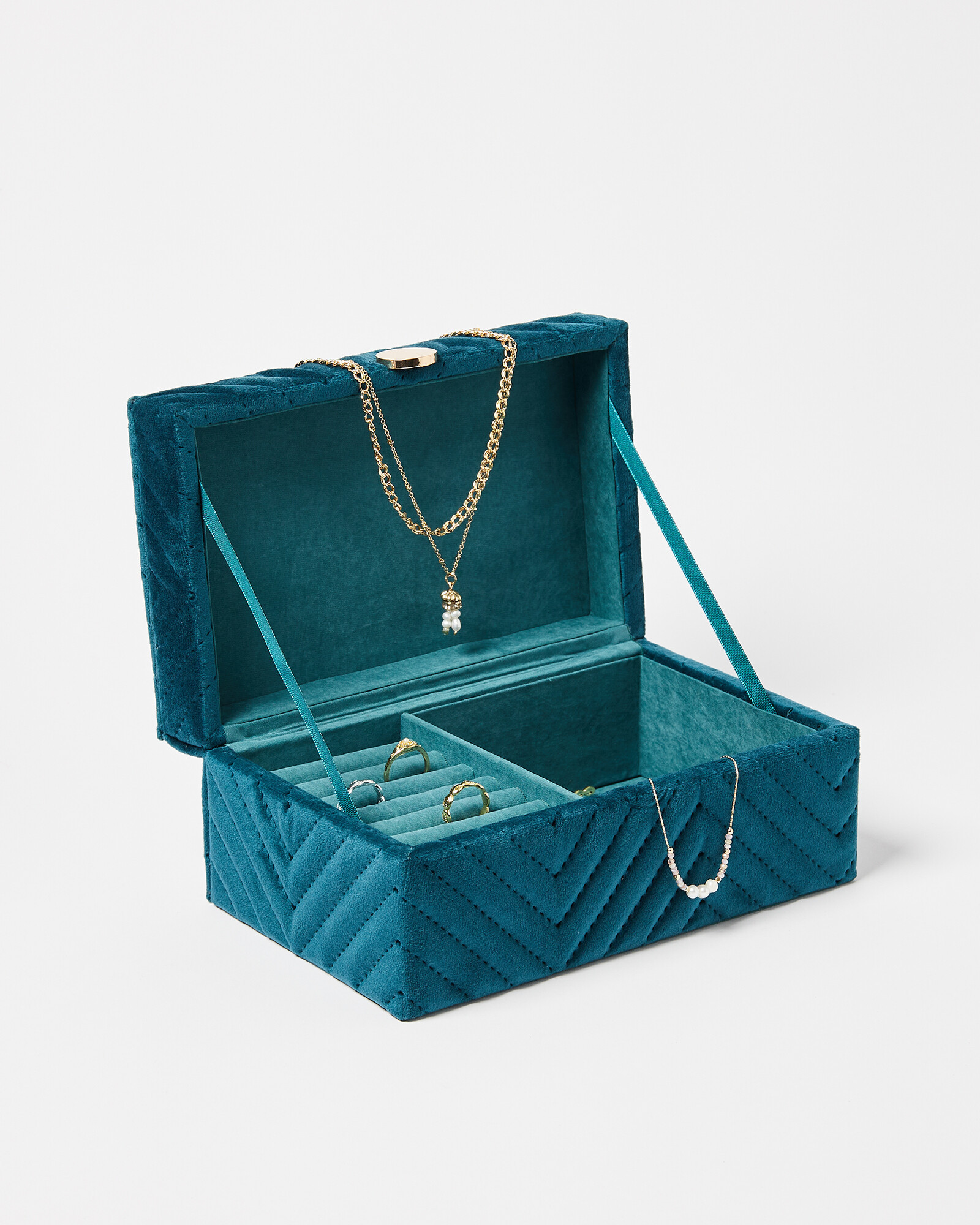 Safa Blue Velvet Jewellery Box Medium | Oliver Bonas IE | Oliver Bonas (Global)