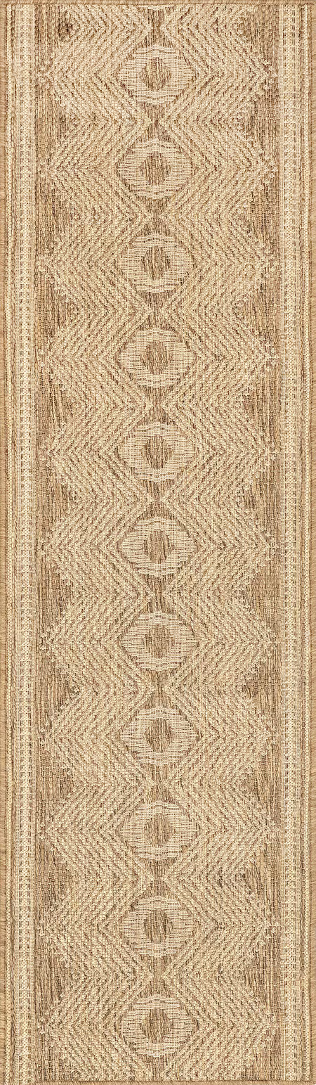 Light Brown Iris Totem Indoor/Outdoor Flatweave 2' x 8' Area Rug | Rugs USA