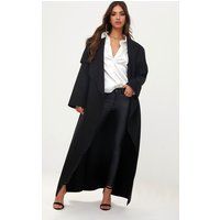 Manteau long oversized noir à ceinture, Noir | PrettyLittleThing (FR)