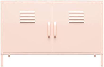REALROOMS Shadwick 2 Door Metal Locker Accent Cabinet with 2 Shelves, Pink | Amazon (US)