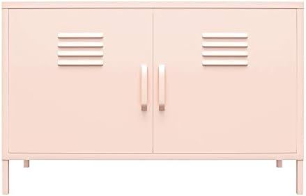 REALROOMS Shadwick 2 Door Metal Locker Accent Cabinet with 2 Shelves, Pink | Amazon (US)