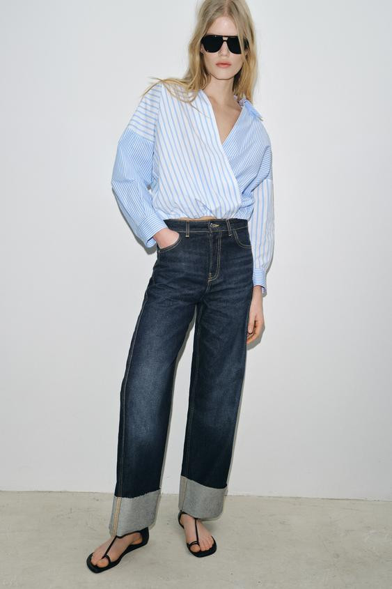 PATCHWORK STRIPED POPLIN SHIRT | Zara US