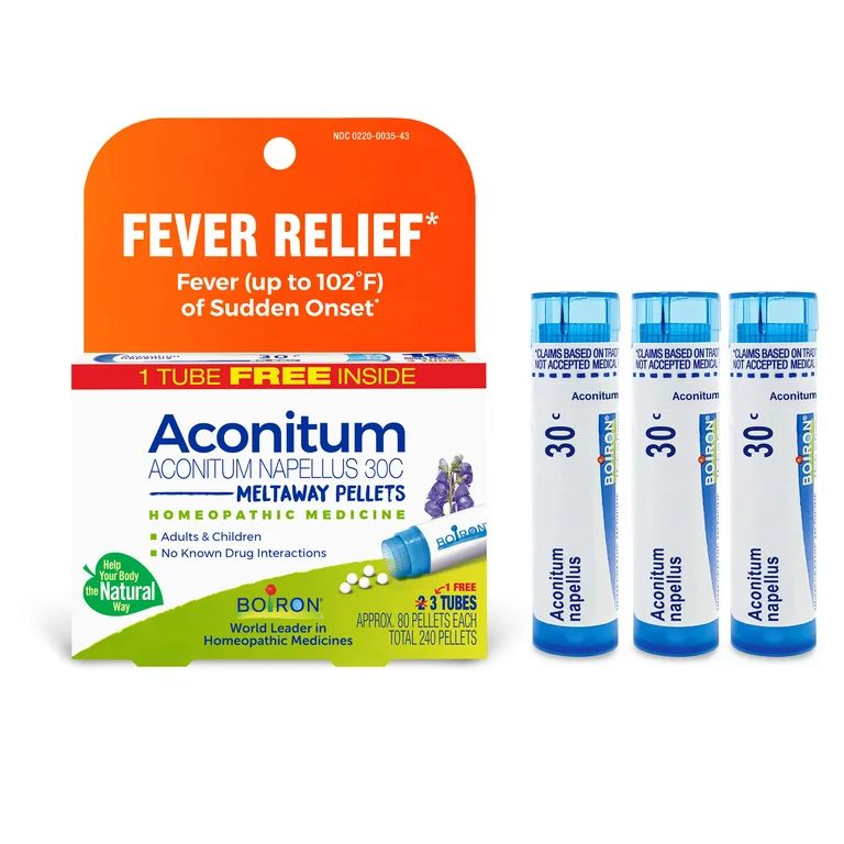 Boiron Aconitum Napellus 30C Bonus Pack, Homeopathic Medicine for High Fever (Up To 102F) Of Sudd... | Walmart (US)