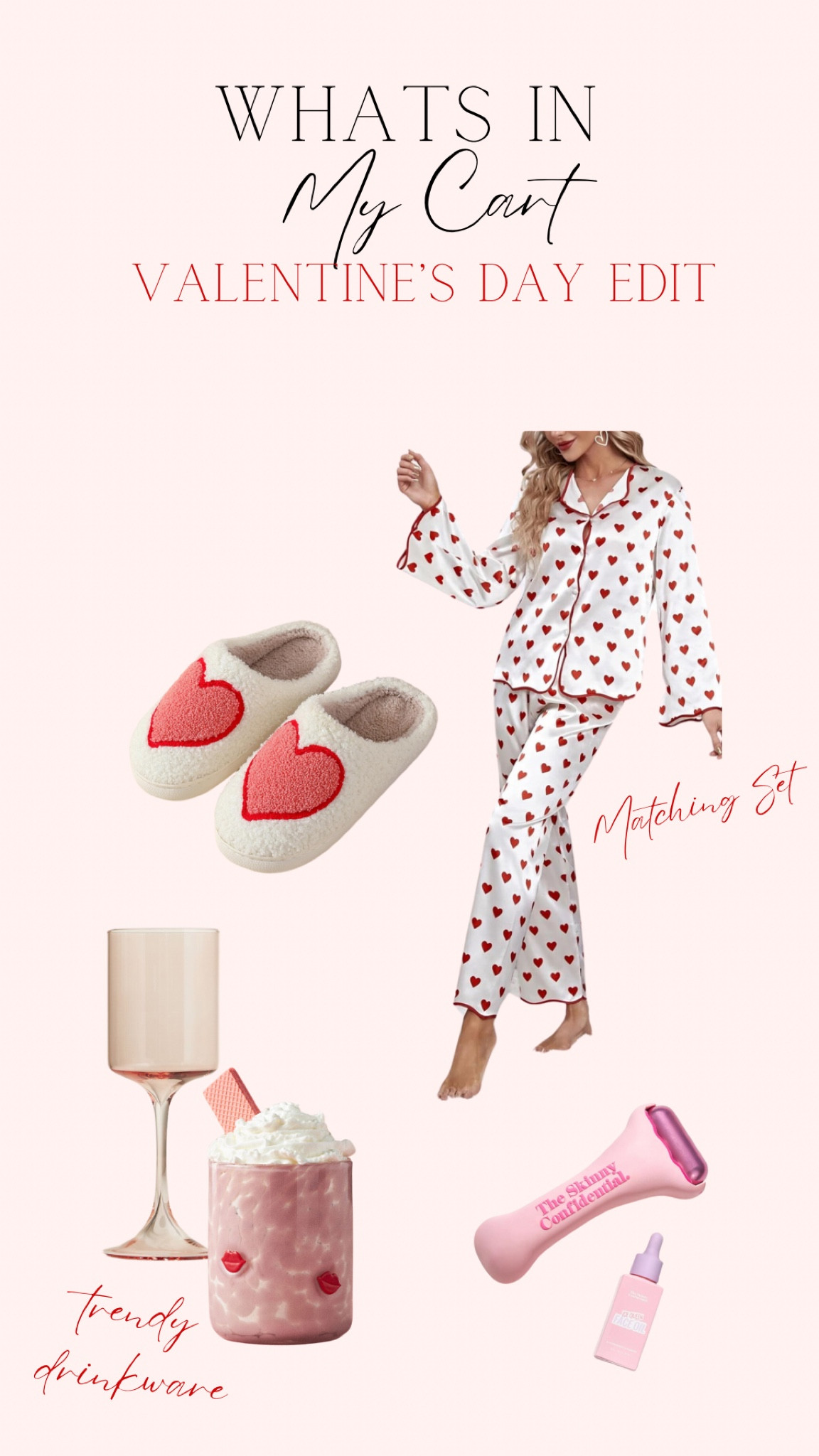What’s in my cart!♥️
Valentine’s Day Edit!


Amazon fashion pj set
Matching longer set
Cocky fuzzy slippers 
Anthropologie drinkware home decor
Self care skin care
The skinny confidential
Ice roller 
Galentine’s Day
Gifts for her bday finds
Heart pajama set

#LTKbeauty #LTKMostLoved #LTKSeasonal