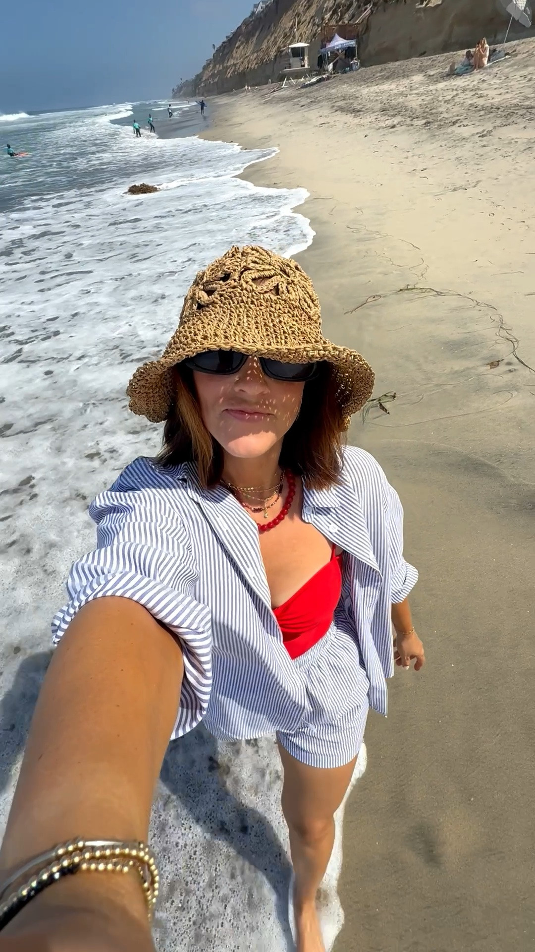 Beach day outfit! 💙✨🌊 I live in ￼this striped set especially on vacation because you can wear the pieces together or separate! It’s flowy and comfortable and the shorts have drawstring waist, elastic and pockets! And they are lined!

**wearing size small

#LTKootd #LTKSwim #LTKTravel