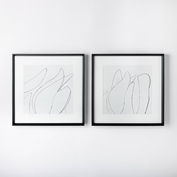 (Set of 2) 24" x 24" Sketch Art Print Black/White - Threshold™ designed with Studio McGee | Target