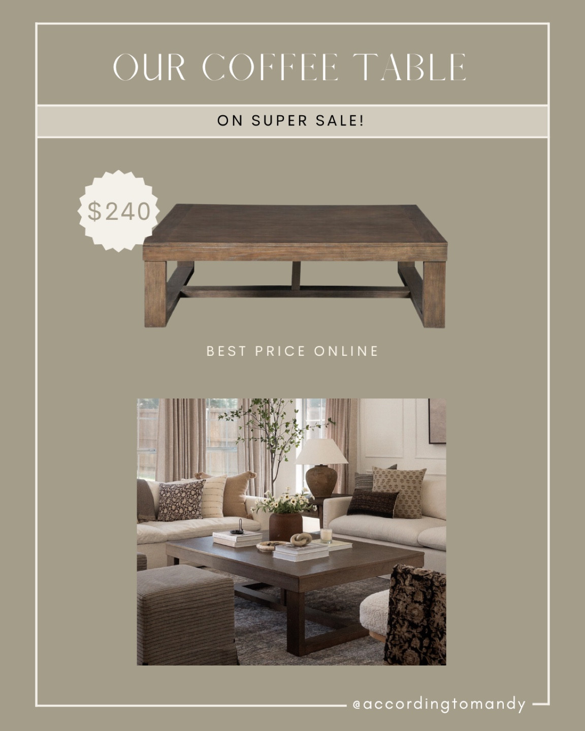 Our coffee table is on SUPER SALE. best price I’ve seen!! $240!! 

Oversized, large coffee table 

#LTKsalealert #LTKhome #LTKFind