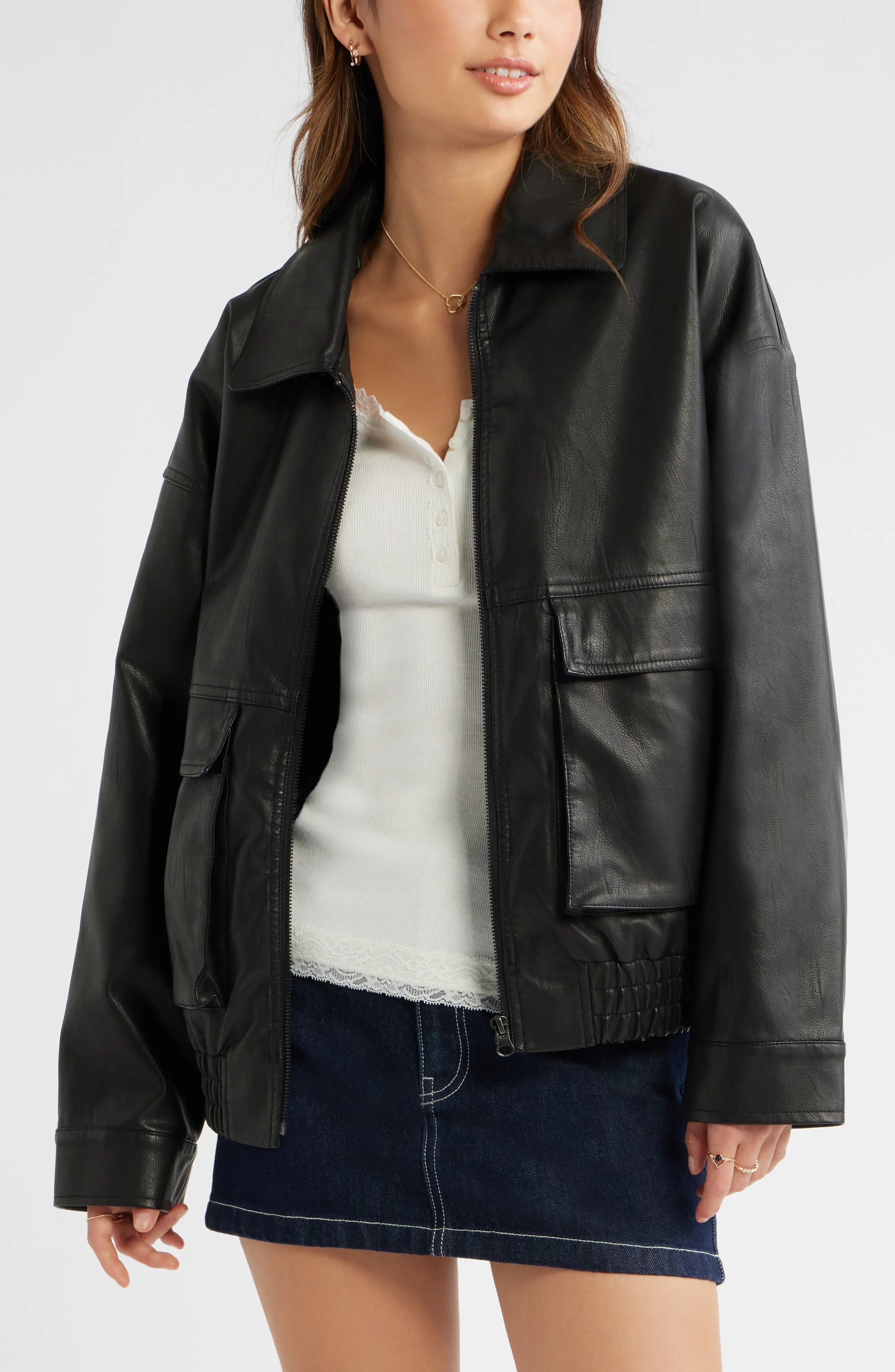 Relaxed Faux Leather Jacket (Women) | Nordstrom | Nordstrom
