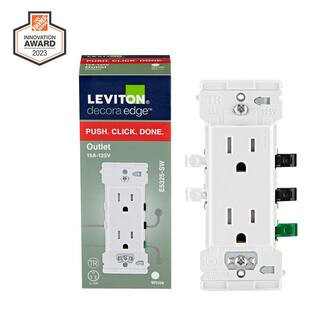Decora Edge 15 Amp Tamper-Resistant Duplex Outlet, White | The Home Depot